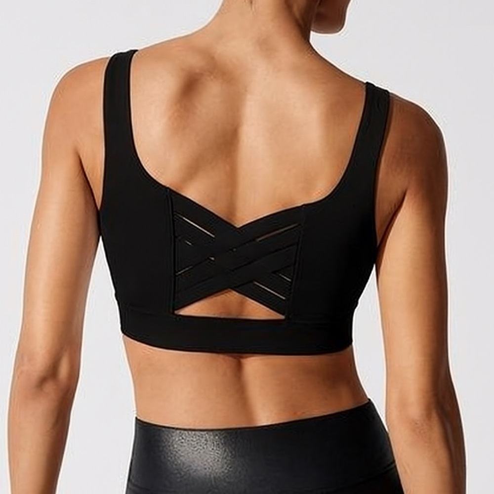 Carbon38 Basket Weave X Back Bra ✧ Black ✧ Size S